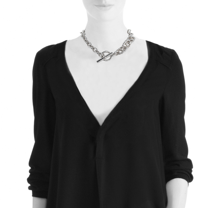 Collar Hermes Parade modelo grande en plata - Detail D1