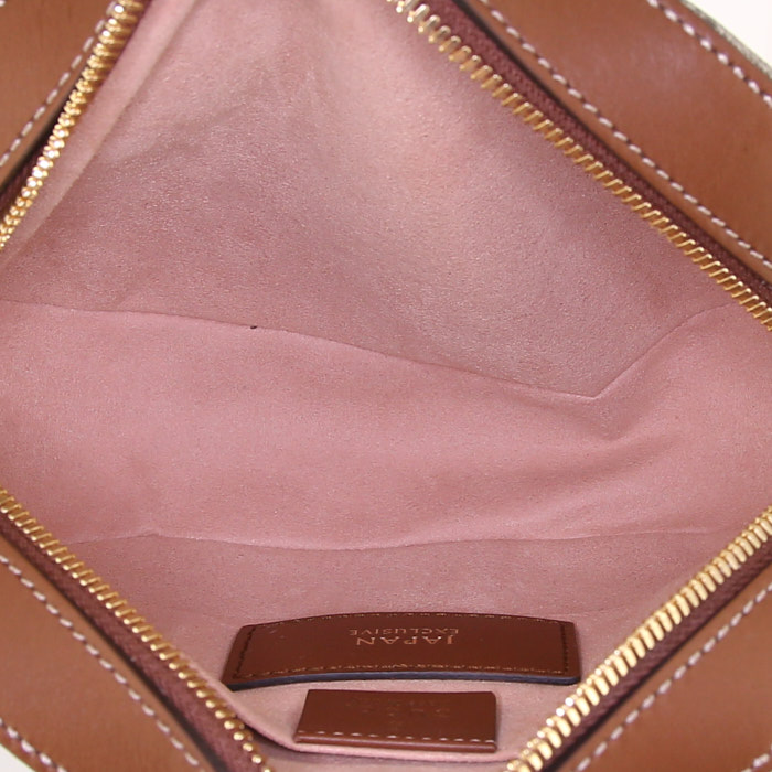 Gucci Suprême GG shoulder bag in beige monogram canvas and brown leather - Detail D2