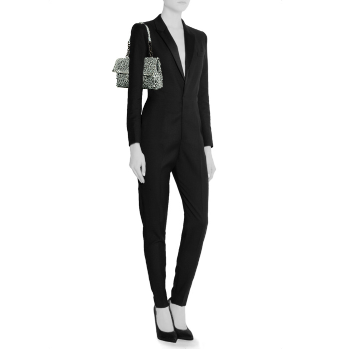 Bolso de mano Bottega Veneta Tobu Intreccio en serpiente de agua azul - Detail D1