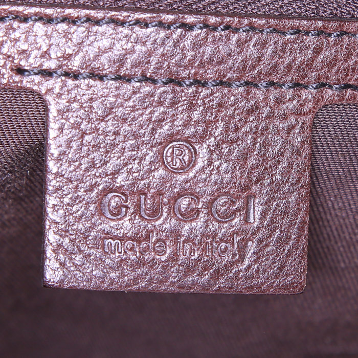 Sac cabas Gucci Mors grand modèle en toile monogram beige et cuir marron - Detail D3