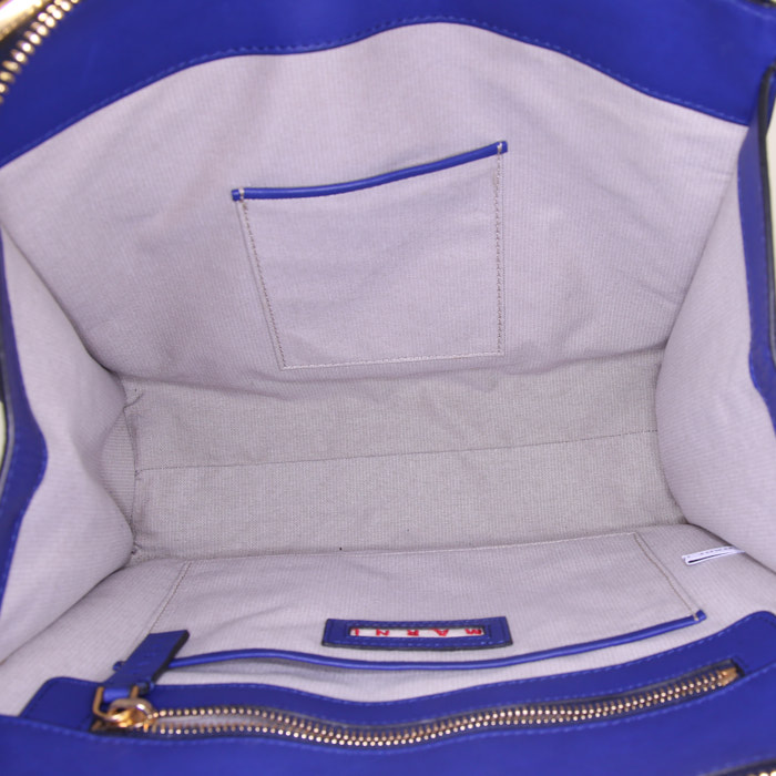 Marni handbag in blue leather - Detail D3
