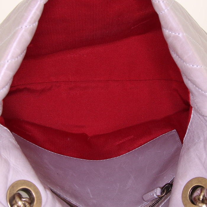 Bolso de mano Lanvin Happy en cuero acolchado con motivos de espigas beige - Detail D3