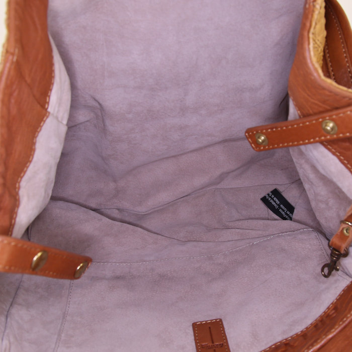 Shopping bag Jerome Dreyfuss Billy M in pitone marrone e pelle marrone - Detail D3