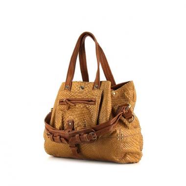 Jerome Dreyfuss Billy M shopping bag in brown python and brown leather