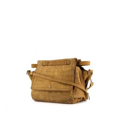 Borsa a tracolla Jerome Dreyfuss Johan in camoscio beige simil coccodrillo