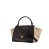 Celine Trapeze medium model handbag in black and blue leather and beige canvas - 00pp thumbnail