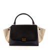 Celine Trapeze medium model handbag in black and blue leather and beige canvas - 360 thumbnail
