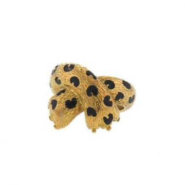 Anello Fred Panthère in oro giallo e smalto nero