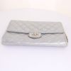 Chanel Timeless pouch in silver quilted canvas - Detail D4 thumbnail
