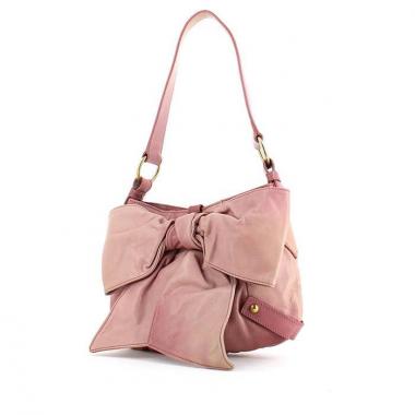 Bolso de mano Saint Laurent Bow modelo mediano en cuero degradado rosa pálido