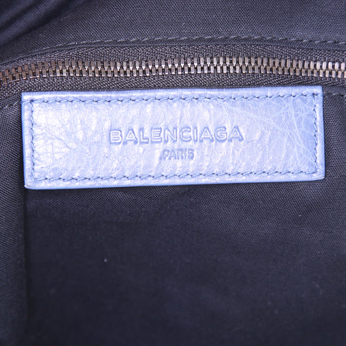 Balenciaga travel bag in blue leather - Detail D4