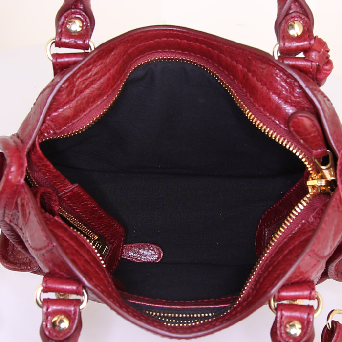 Balenciaga Giant 12 mini City shoulder bag in burgundy leather - Detail D3