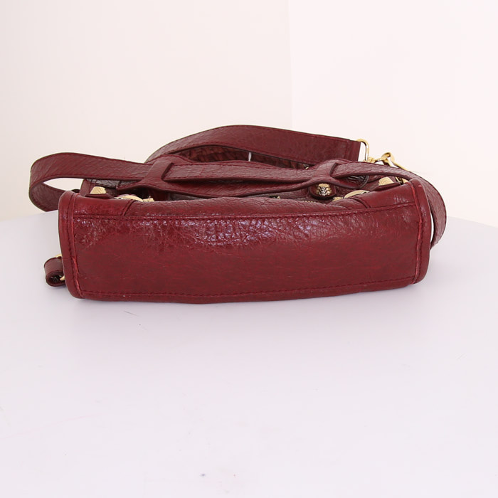 Balenciaga Giant 12 mini City shoulder bag in burgundy leather - Detail D5