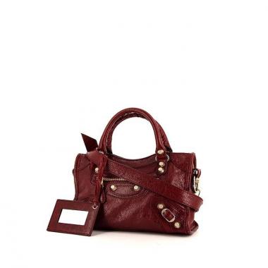 Sac bandoulière Balenciaga Giant 12 mini City en cuir bordeaux