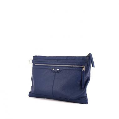 Pochette Balenciaga in pelle blu