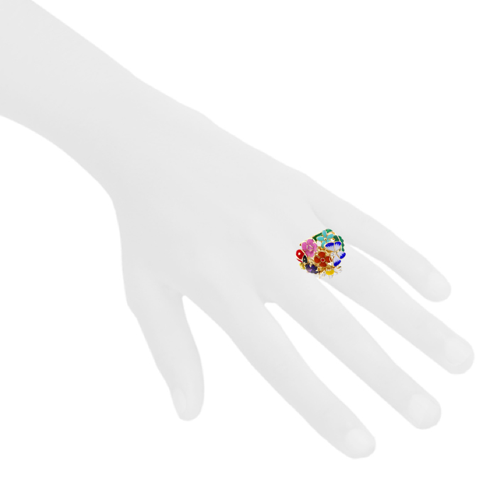 Bague Dior Diorette moyen modèle en or jaune,  émail et diamant et en améthyste - Detail D1