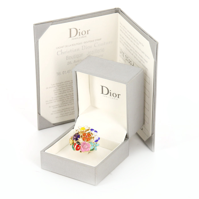 Bague Dior Diorette moyen modèle en or jaune,  émail et diamant et en améthyste - Detail D2