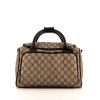 Bolsa de viaje Gucci pequeña en lona Monogram beige y cuero marrón - 360 thumbnail