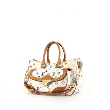 Borsa Louis Vuitton Rita modello grande in tela monogram multicolore bianca e pelle naturale