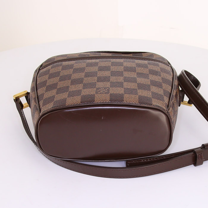 Louis Vuitton Ipanema small model shoulder bag in brown damier canvas and brown - Detail D4