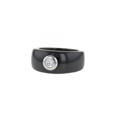 Anello Mauboussin Diamant du Démon in ceramica nera,  oro bianco e diamante