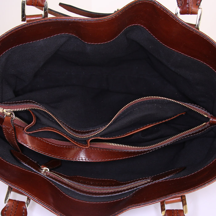 Burberry handbag in beige Haymarket canvas and brown leather - Detail D2