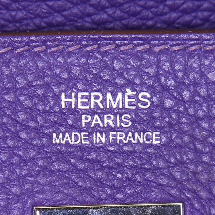 Borsa Hermes Birkin 35 cm in pelle togo viola Iris - Detail D3