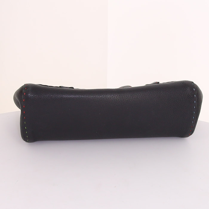Sac à main Renaud Pellegrino en cuir grainé noir - Detail D4