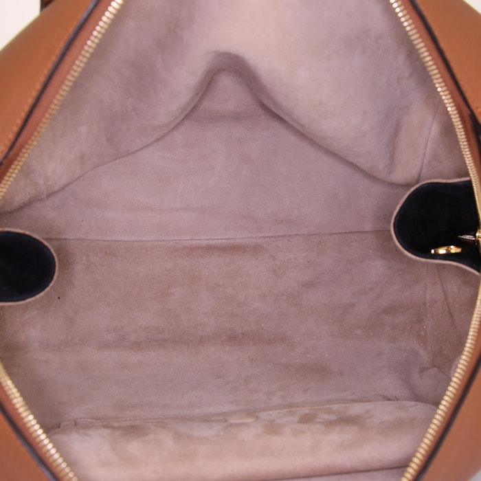 Chloé Aurore handbag in brown grained leather - Detail D2