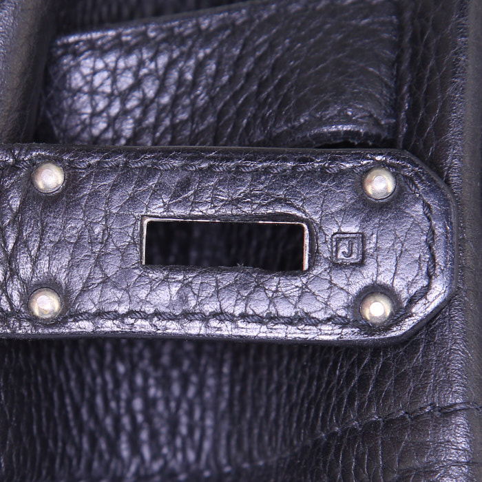 Bolso de fin de semana Hermes Haut à Courroies en cuero togo negro - Detail D4