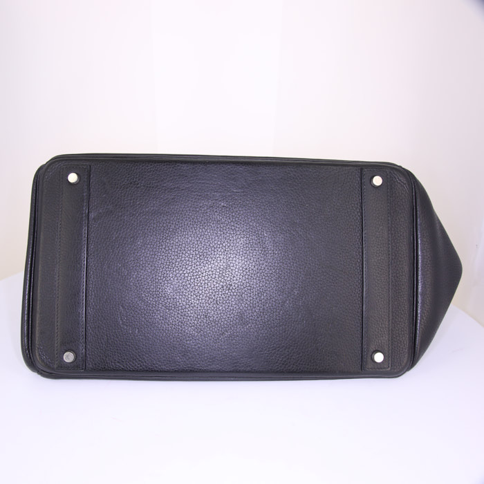 Bolso de fin de semana Hermes Haut à Courroies en cuero togo negro - Detail D5