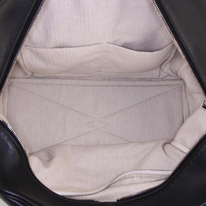 Borsa da viaggio Hermes Victoria in pelle nera - Detail D2