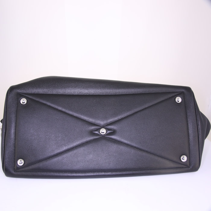 Bolsa de viaje Hermes Victoria en cuero negro - Detail D5