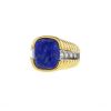 Vintage "La Triomphe" 1970's signet ring in 14 carats yellow gold,  lapis-lazuli and diamonds - 00pp thumbnail