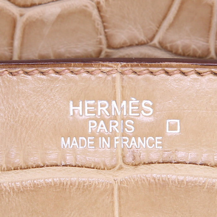 Hermes Birkin 35 cm handbag in beige alligator - Detail D3