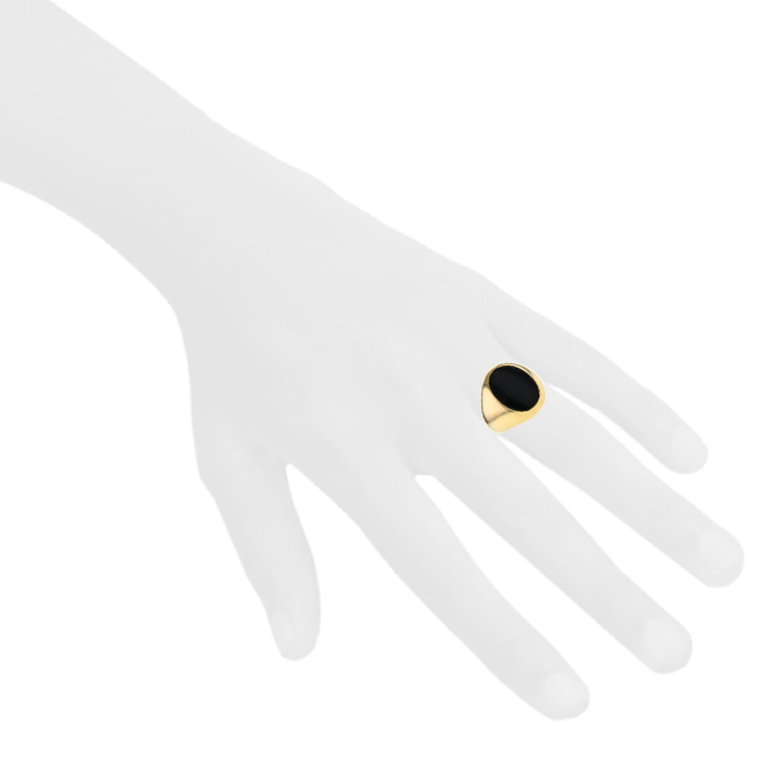 Anillo de sello Tiffany & Co en oro amarillo y ónix - Detail D1