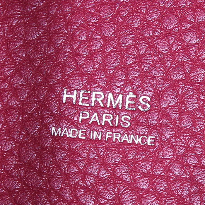 Bolso de mano Hermes Picotin modelo pequeño en cuero togo color frambuesa - Detail D3