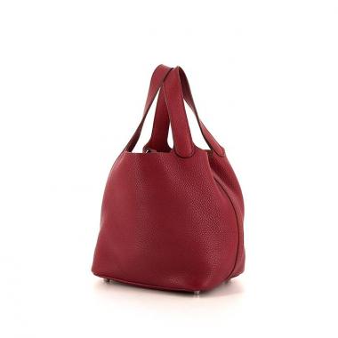 Sac à main Hermes Picotin petit modèle en cuir togo rose-framboise
