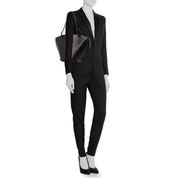 Sac à main Louis Vuitton Saint Jacques grand modèle en cuir épi noir - Detail D1