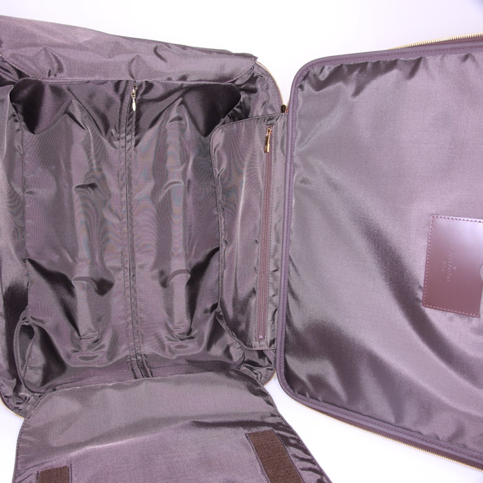 Valise souple Louis Vuitton Pegase en toile damier enduite marron et cuir glacé marron - Detail D3