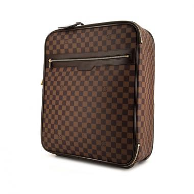 Maleta flexible Louis Vuitton Pegase en lona a cuadros revestida marrón y cuero esmaltado marrón