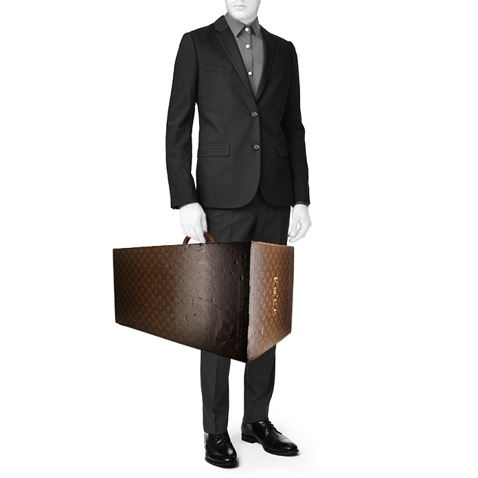 Bauletto Louis Vuitton in tela monogram cerata marrone e pelle naturale - Detail D2