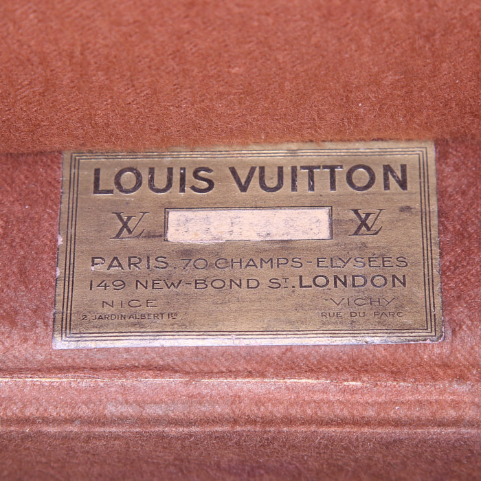 Bauletto Louis Vuitton in tela monogram cerata marrone e pelle naturale - Detail D4