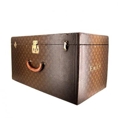 Louis Vuitton trunk in brown monogram canvas and natural leather