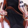 Borsa Burberry in tela Haymarket beige bianca e nera e pelle marrone - Detail D2 thumbnail