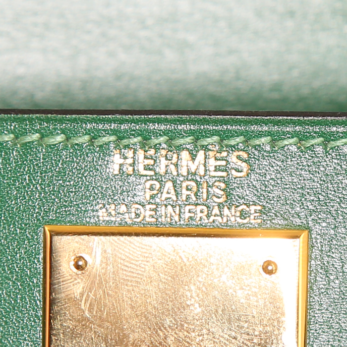 Sac Hermes Kelly 28 cm en cuir box vert - Detail D4