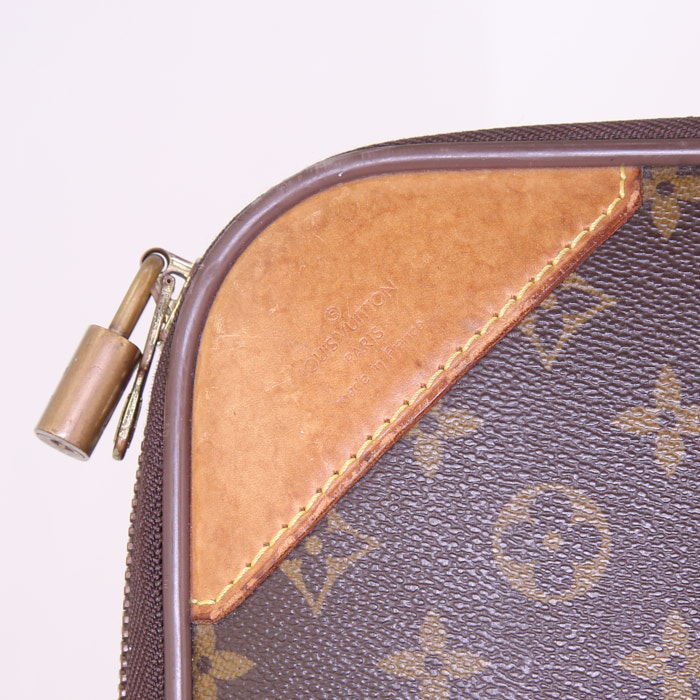 Valigia flessibile Louis Vuitton Pegase in tela monogram marrone e pelle naturale - Detail D3