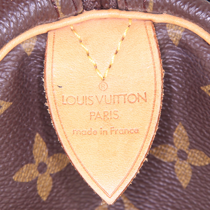 Louis Vuitton Keepall 55 cm travel bag in brown monogram canvas and natural leather - Detail D3