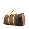 Borsa da viaggio Louis Vuitton Keepall 55 cm in tela monogram e pelle naturale - 00pp thumbnail