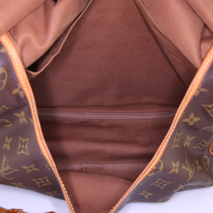 Louis Vuitton Saumur large model shoulder bag in brown monogram canvas and natural leather - Detail D2